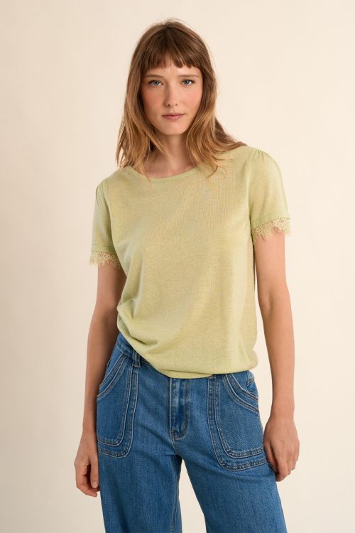 Jersey T-shirt, lace sleeves