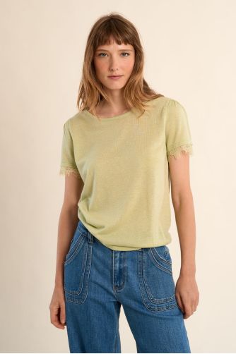 Jersey T-shirt, lace sleeves