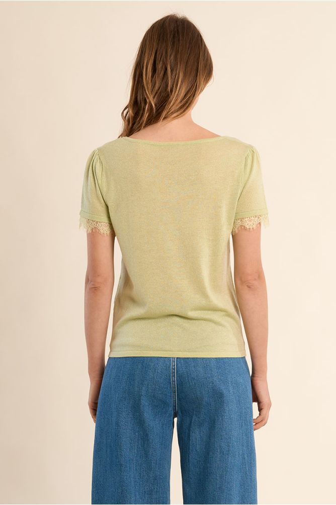 Jersey T-shirt, lace sleeves