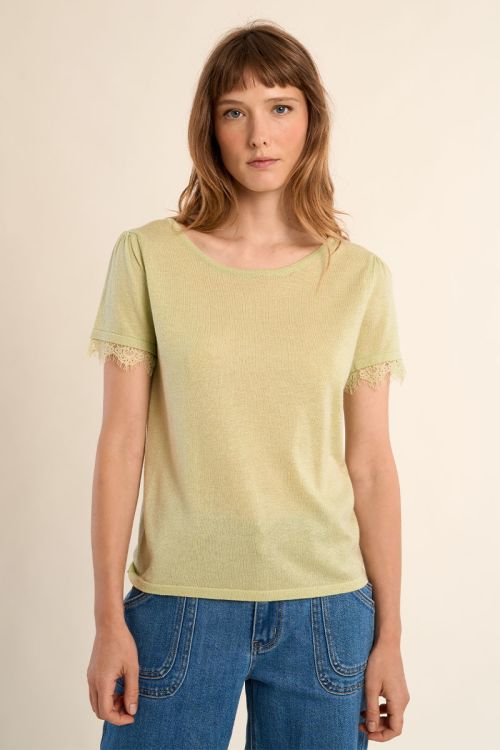 Jersey T-shirt, lace sleeves