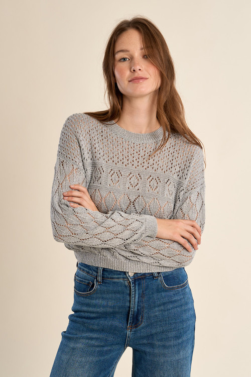 Pull en maille manches longues en semi-transparence