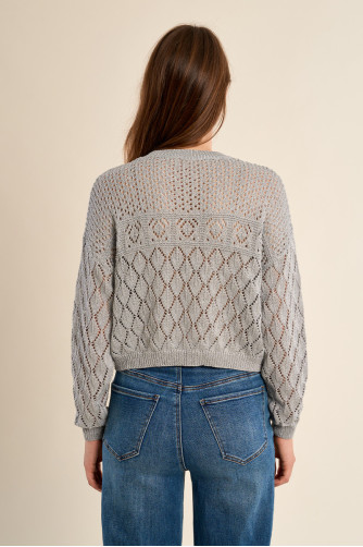 Pull en maille manches longues en semi-transparence