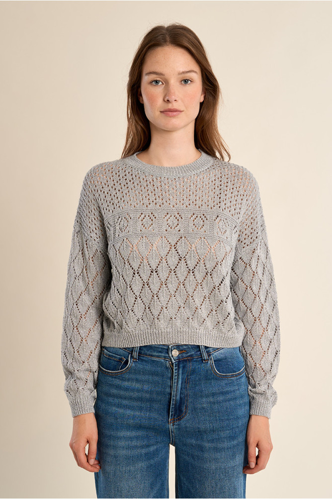 Pull en maille manches longues en semi-transparence