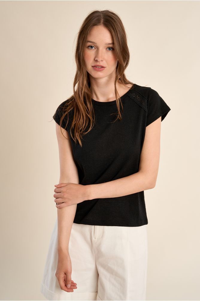 T-shirt en coton, ajouré