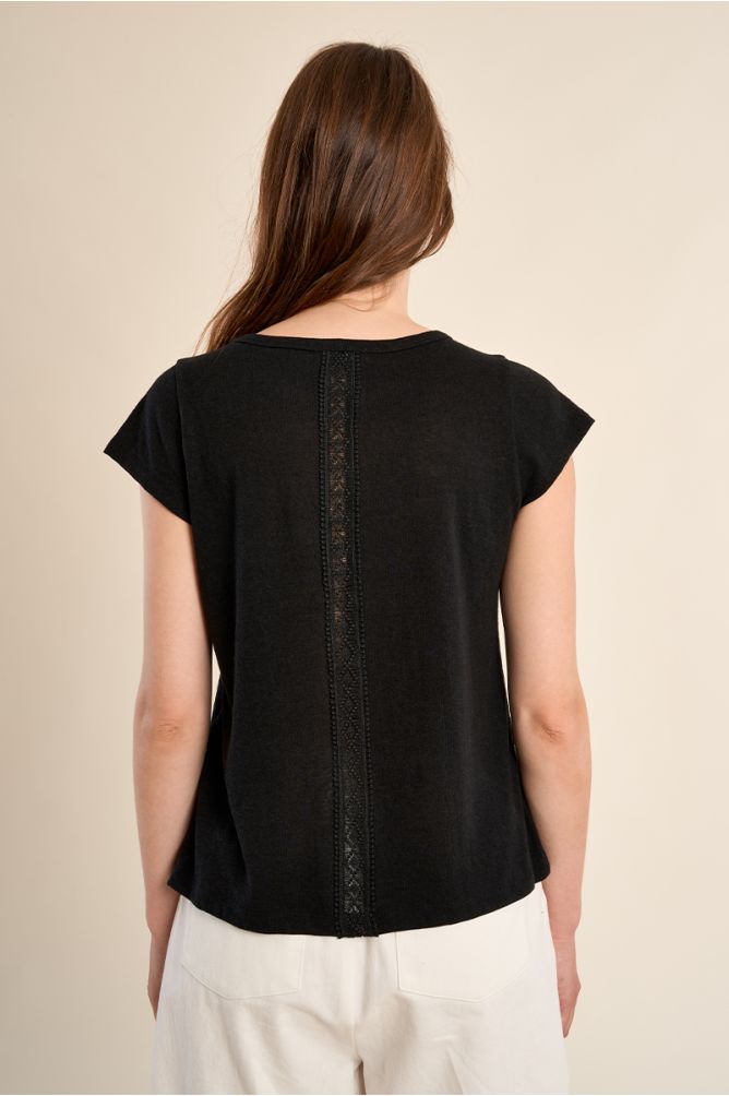 T-shirt en coton, ajouré