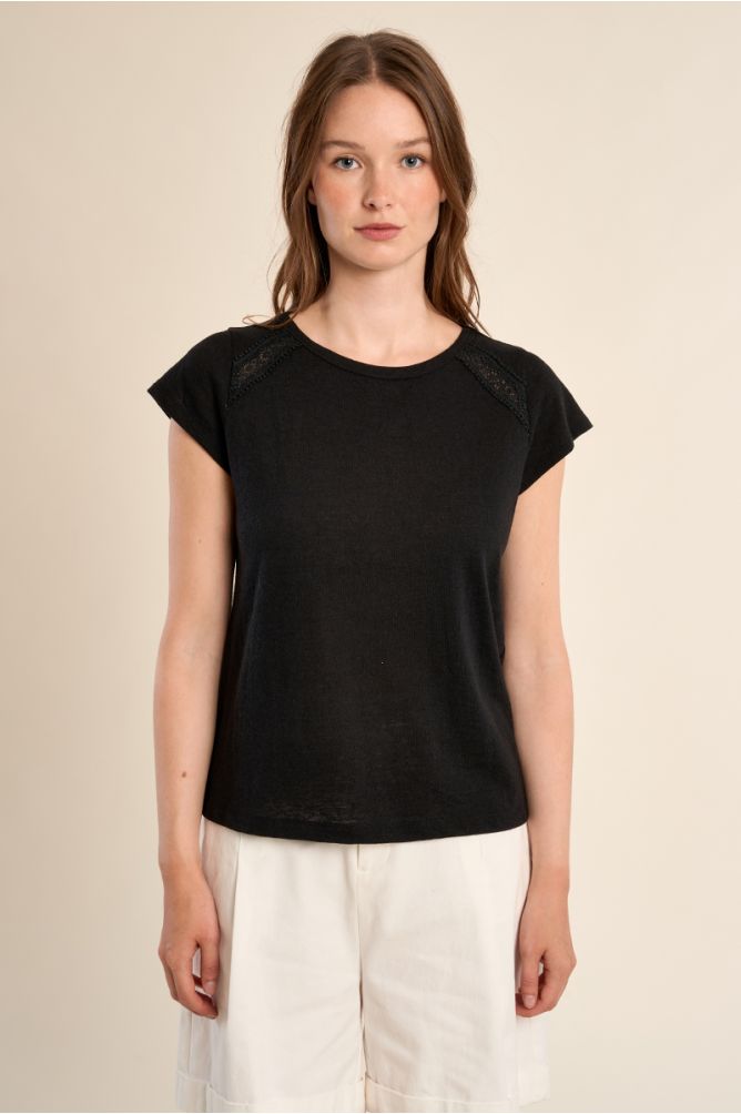 Cotton T-shirt, openwork