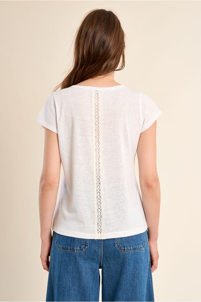 Cotton T-shirt, openwork