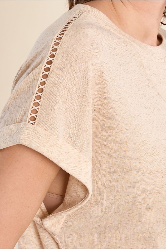 Knotted T-shirt, openwork detail