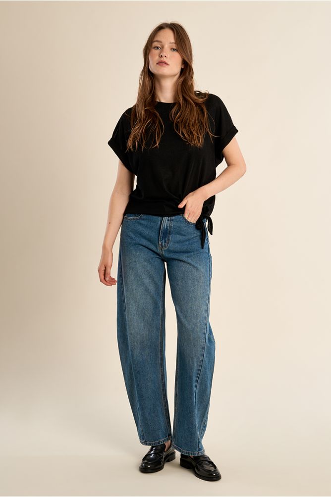 Knotted T-shirt, openwork detail