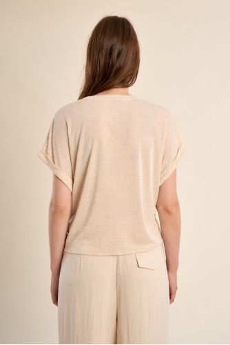 Knotted T-shirt, openwork detail