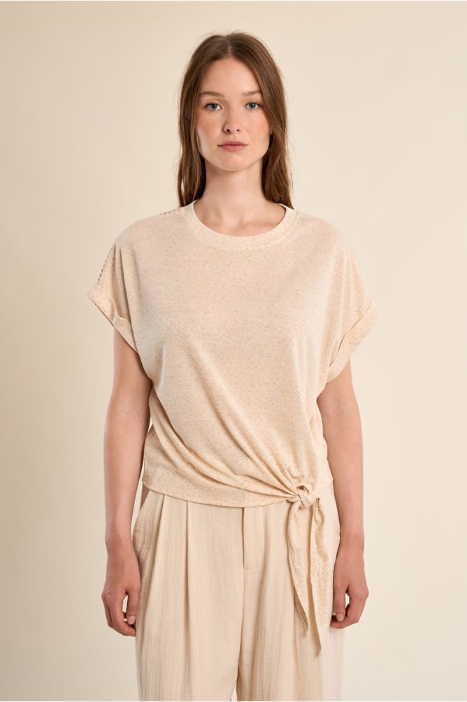 Knotted T-shirt, openwork detail
