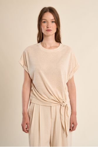 Knotted T-shirt, openwork detail