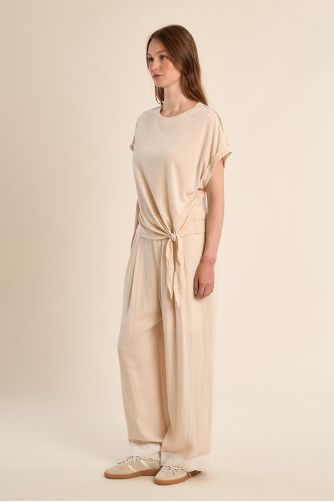 Knotted T-shirt, openwork detail