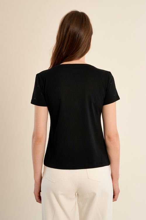 T-shirt basique, parsemé de strass