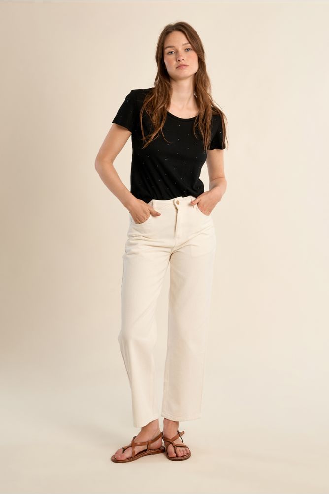 T-shirt basique, parsemé de strass