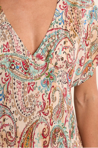 Robe longue et fluide, imprimée cashemire