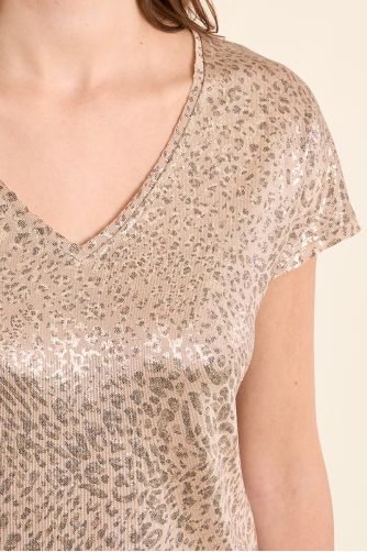 Camiseta de mujer de manga corta, estampado animal.