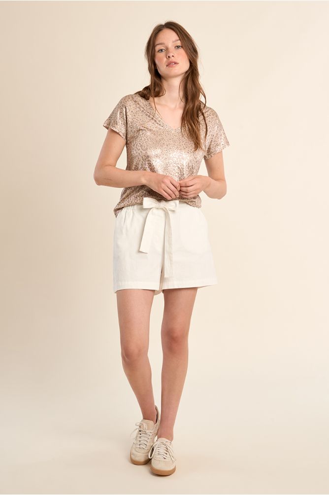 Camiseta de mujer de manga corta, estampado animal.