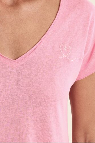 Camiseta de mujer de manga corta, escote V.