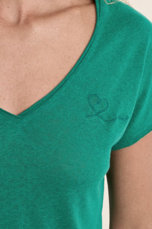 Camiseta de mujer de manga corta, escote V.