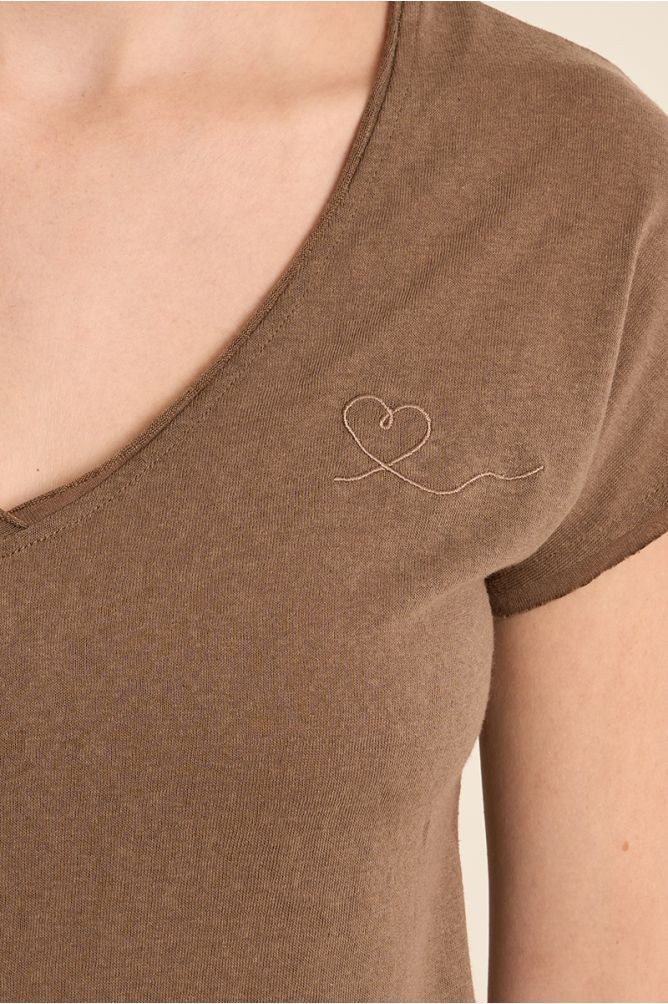 Camiseta de mujer de manga corta, escote V.