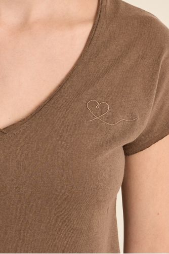 Camiseta de mujer de manga corta, escote V.