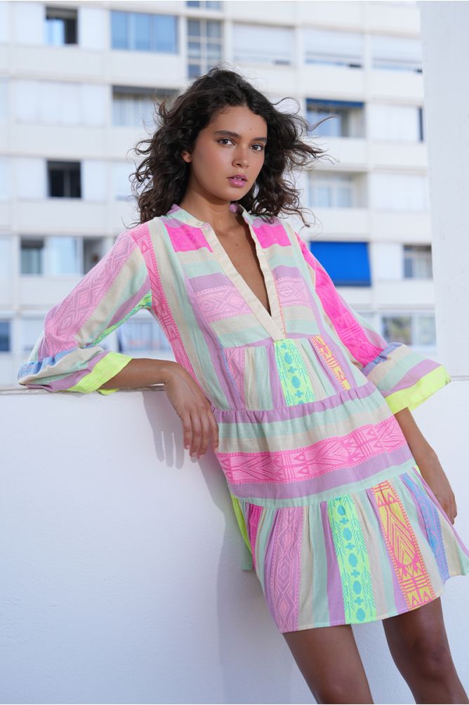 Multicoloured cotton dress, Ibiza