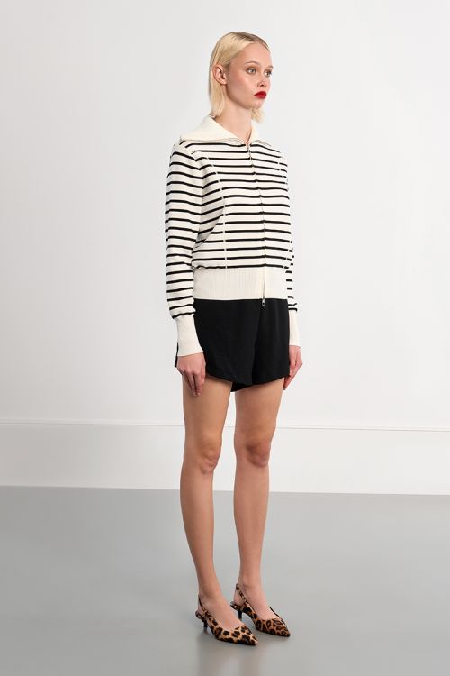 Striped double-zip vest