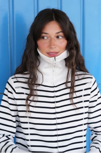 Striped double-zip vest