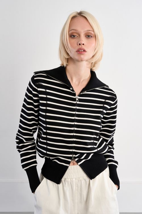 Striped double-zip vest