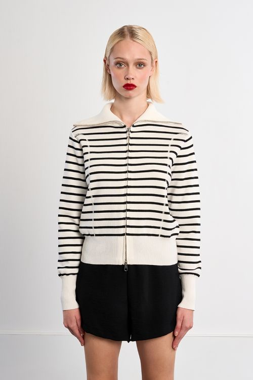 Striped double-zip vest
