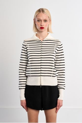 Striped double-zip vest
