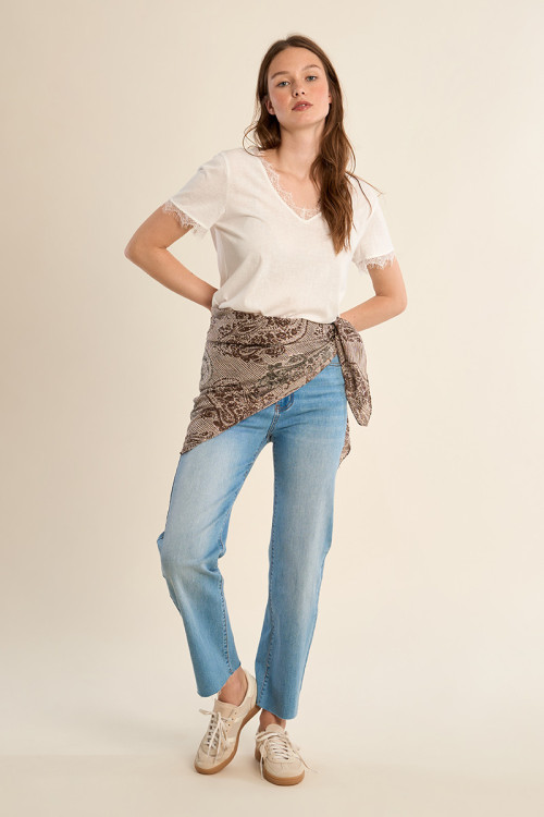 Large foulard en coton, imprimé