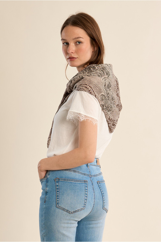 Large cotton scarf, printed