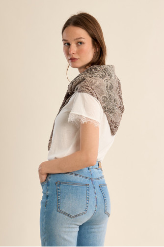 Large foulard en coton, imprimé