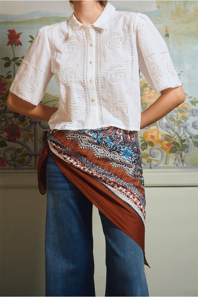 Large foulard en coton, imprimé