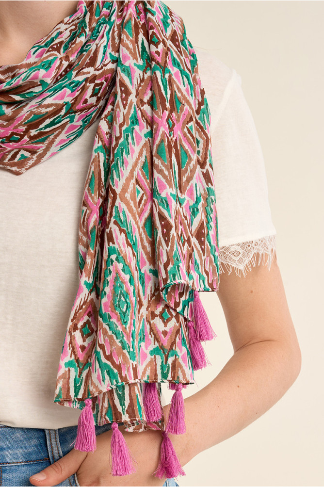 Large cotton scarf, printed