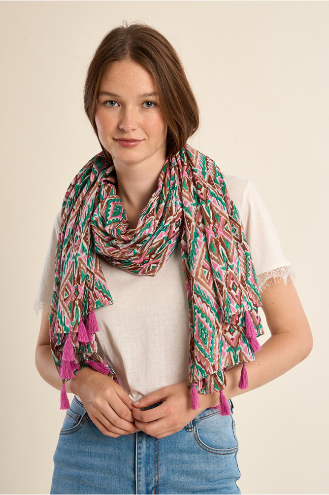 Large foulard en coton, imprimé
