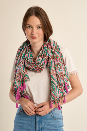 Large cotton scarf, printed