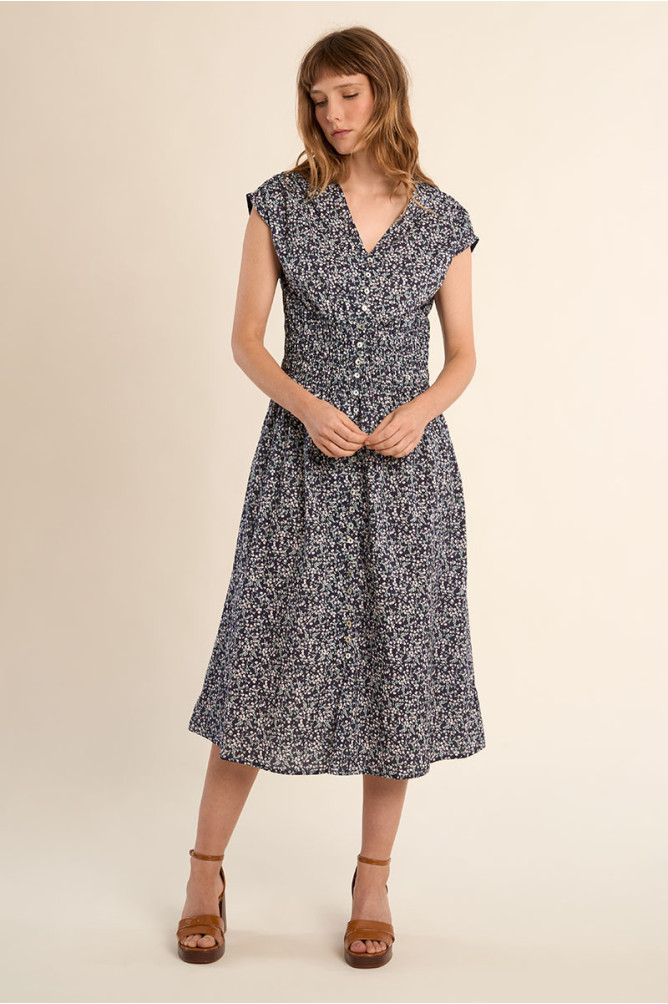 Robe midi, fleurie
