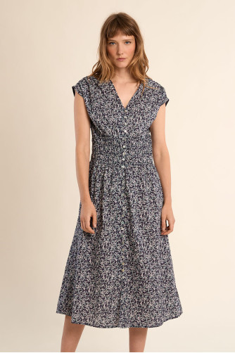 Robe midi, fleurie
