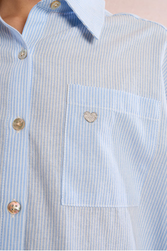 Camisa de niña de manga larga, estampado rayas.