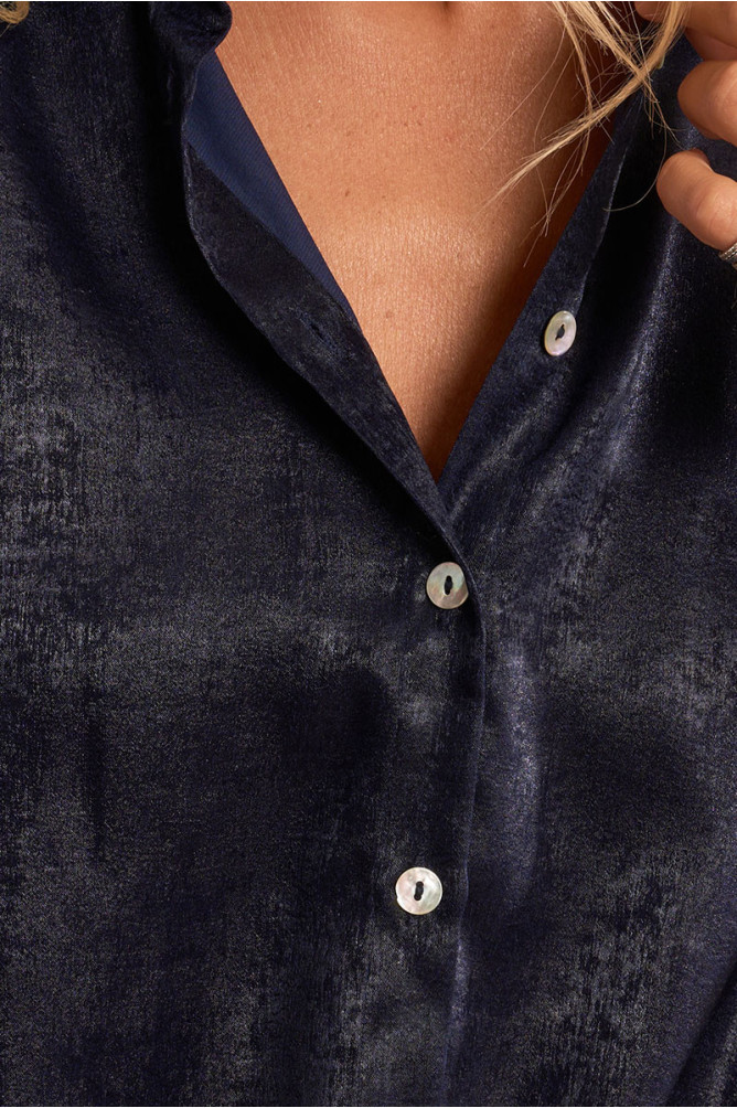 Short-sleeved blouse, satin effect