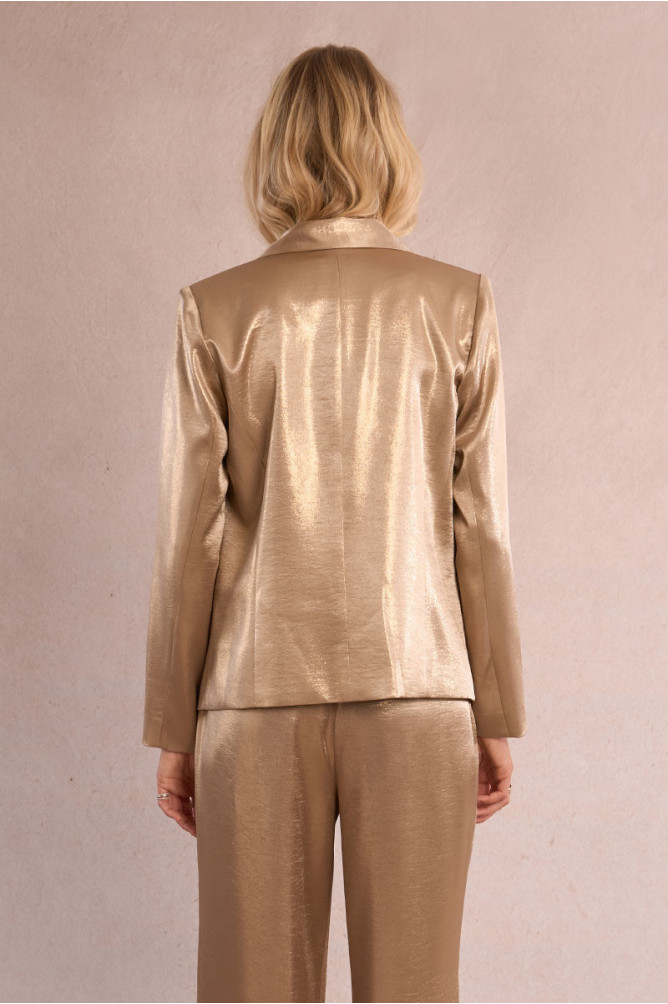 Blazer de mujer satinado, con cuello y solapa.