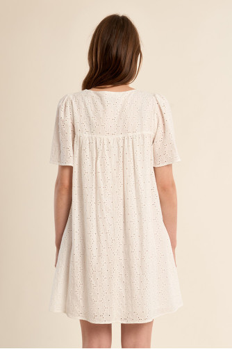 Robe t-shirt en coton, broderie anglaise