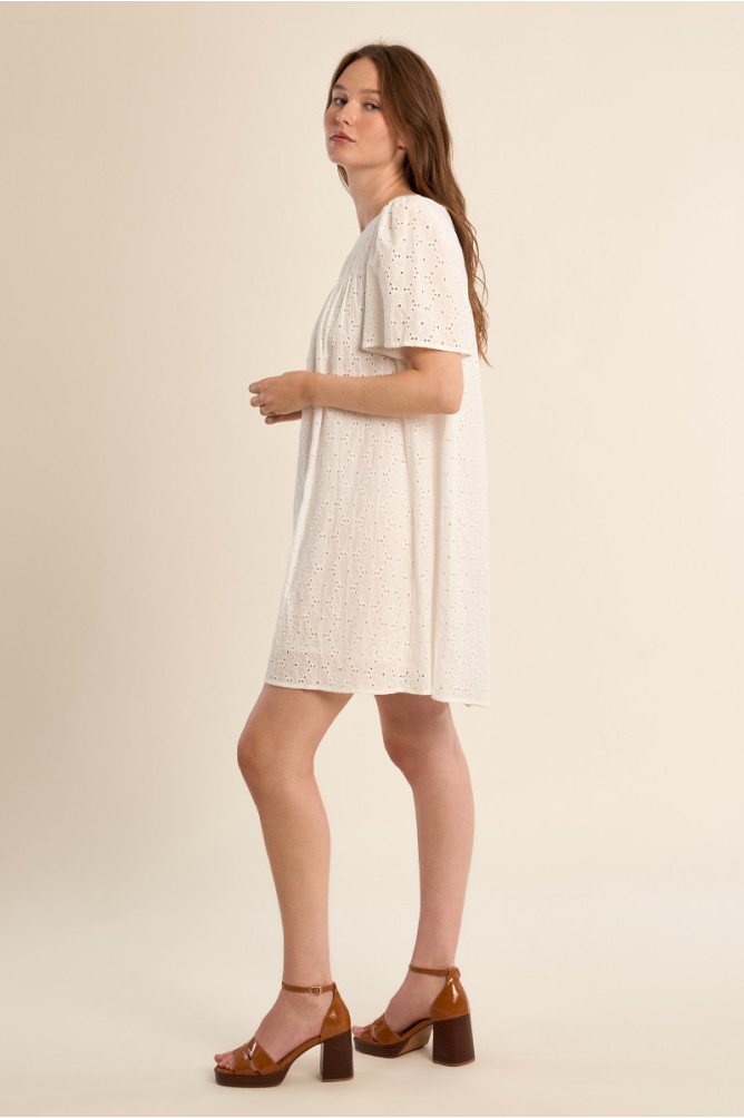 Cotton t-shirt dress, broderie anglaise