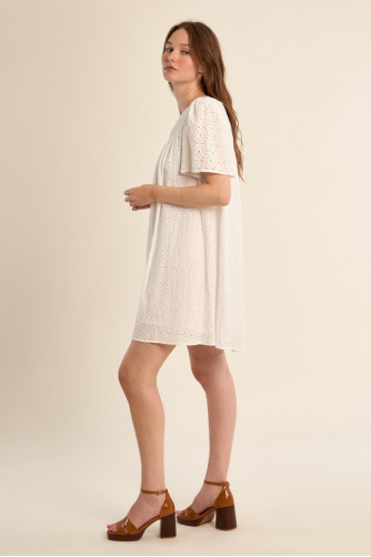 Cotton t-shirt dress, broderie anglaise