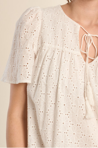 Cotton t-shirt dress, broderie anglaise