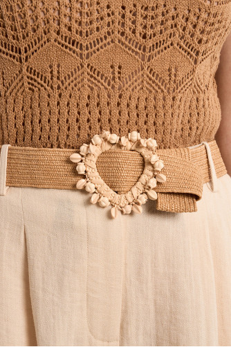 Ceinture en raphia avec boucle en perles