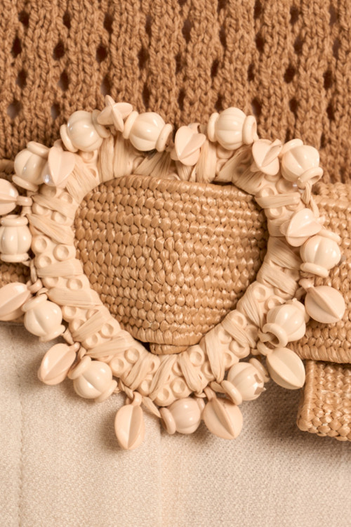 Raffia belt with beaded buckle